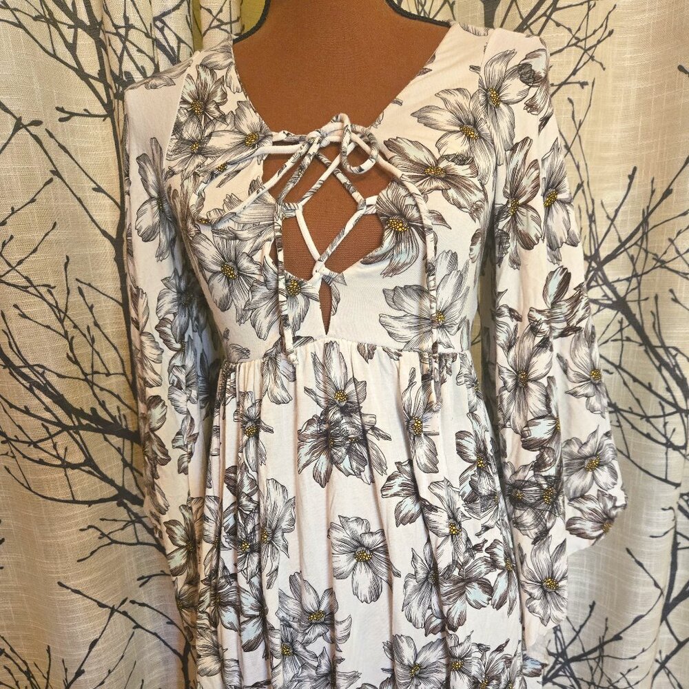 Clayton floral long sleeve lace-up bust sundress